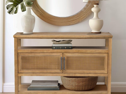 Naomi - 2 Door Storage Console Table With Ample Shelving - Natural