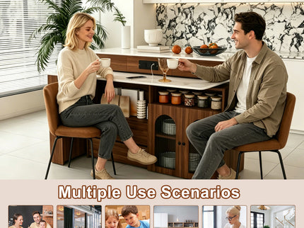 Kitchen Island With Extendable & Rotating Table