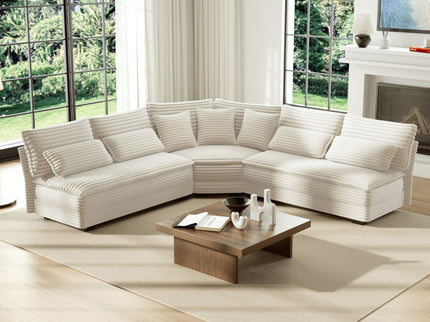 5 Seater L Shaped Sectional Sofa With Curved Corner, 7 Pillows