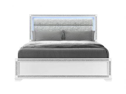 Soulmarie - Bed With LED Lighting And Padded Headboard
