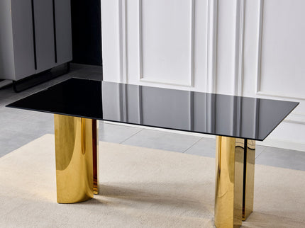 Rectangular Dining Table - Gold / Black