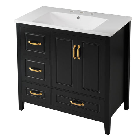 Bathroom Vanity With Sink, Soft Closing Doors & Drawers, Metal Handles