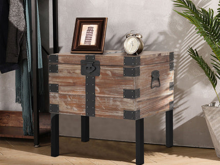 Trunk Table And Side Table With Large Storage Dress Up Your Liviing Room (Set of 3) - Antique Gray