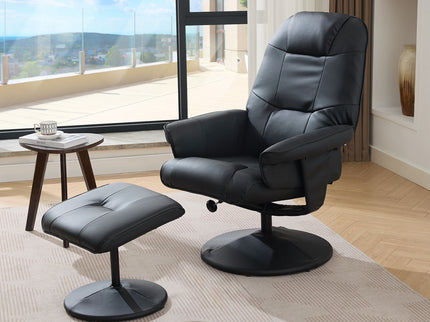 360° Swivel Reclining Chair With Wrapped Base, 5 Point Vibration Massage