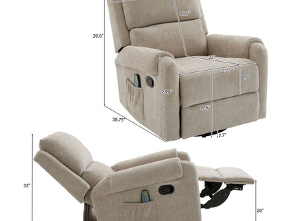 Manual Recliner Massage Chair With Swivel Rocker, 8 Massage Modes, Side Storage Pocket