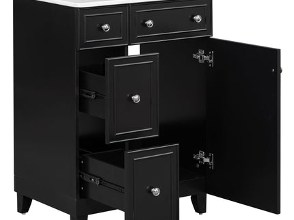 Transitional Style Bathroom Vanity Cabinet With Ceramic Sink