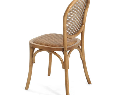 Oval Dining Table Set With 4 Birch Rattan Chairs - Brown / Light Brown
