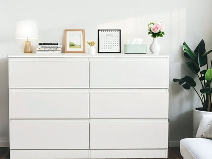 6 Drawer Dresser With Spacious Countertop And Concealed Handles