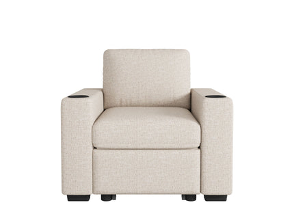 Single Pull Out Sofa Bed With USB Ports And Cup Holders