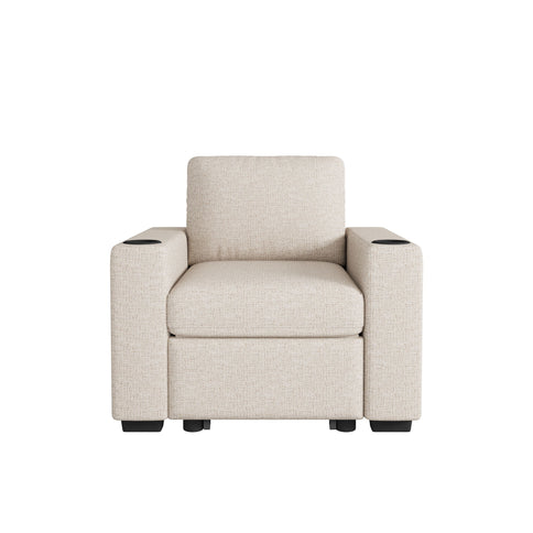 Single Pull Out Sofa Bed With USB Ports And Cup Holders
