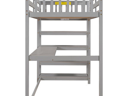 Loft Bed With Storage Shelves And Under Bed Desk