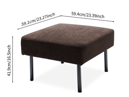 Modern L Shaped 3 Seater Sofa With Ottoman, Upholstered Couch For Small Spaces