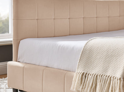Mid-Century Storage Upholstered Tufted Bed Frame With Backrest And Armrests