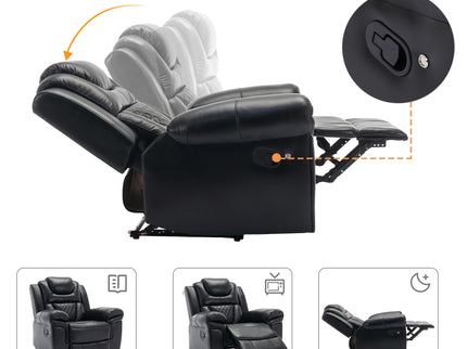 Home Theater Seating Manual Recliner Chair, Led Light Strip For Living Room - Black