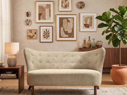 Nordic Chair Laid Back Loveseats With Curved Backres, No Armrests