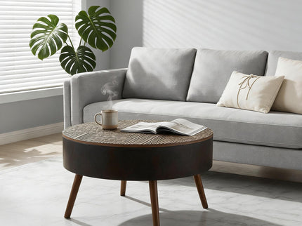 Round Coffee Table With Storage Function For Living Rooms