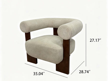C - Shaped Chunky Arm Accent Chair - Beige / Brown