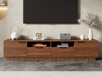 TV Stand, Entertainment Center With Deep Drawers, Cable Management & Soft Closing Hinges