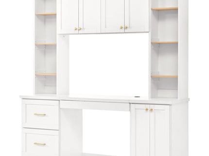 Computer Desk With Hutch, Workstation With Desk Grommet & Keyboard Tray