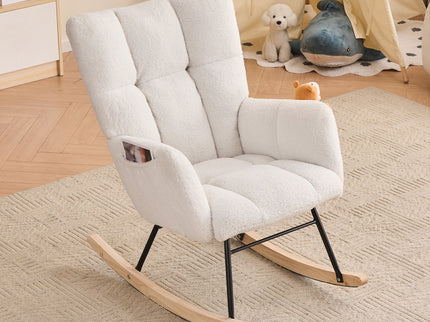 Teddy Fabric Rocking Gilder Nursery Chair For Living Room Indoor - Ivory