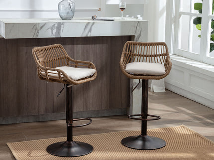 Modern Swivel Bar Stools Adjustable Counter Chairs With Footrest (Set of 2)