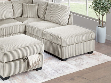 3 Piece Sectional Sofa With Reversible Chaise And USB Storage Ottoman