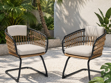Patio Dining Chairs For Garden (Set of 2) - Beige