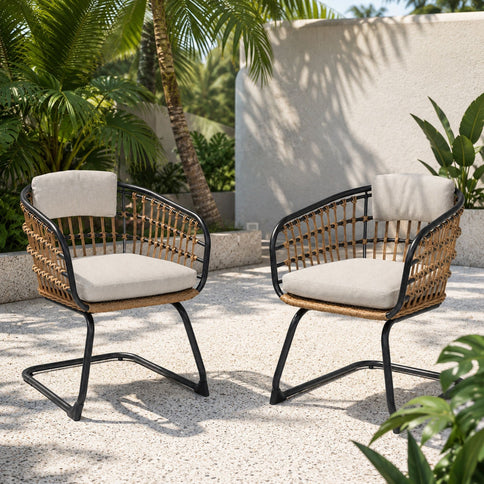 Patio Dining Chairs For Garden (Set of 2) - Beige