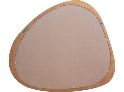 Asymmetrical Wall Mirror Wooden Framed Mirror Large Sized Dressing Mirror, For Living Room, Bedroom, Bathroom, Hallway Or Entry Way - Natural Wood