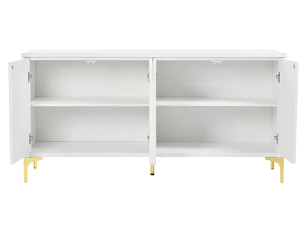 Modern 4 Door Sideboard With Creative Carved Surface And Adjustable Shelves