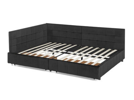 Storage Elegant Upholstered Tufted Bed Frame With Backrest And Armrests