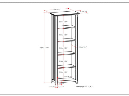 Acadian - 5 Shelf Bookcase, Handcrafted