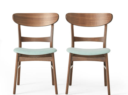 5 Piece Dining Set & 1 Table And 4 Upholstered Chairs - Mint / Walnut