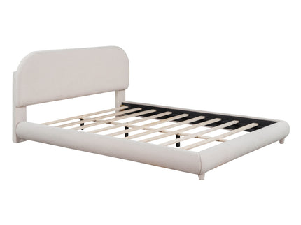Upholstered Platform Bed With Thick Solid Frame And Stylish Curve-Shaped Design