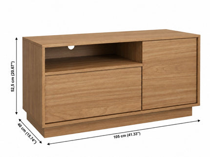 TV Stand For TVs Up To 45" With 1 Door, 1 Drawer, 1 Open Shelf - Oak