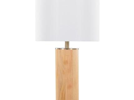 Cylinder - Ash Contemporary Table Lamp - Ash / Antique Brass / White