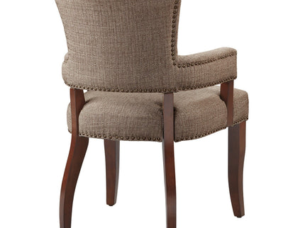 Elegant Arm Dining Chair With Brass Nail Head Detailing