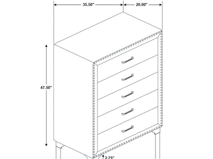 5 Drawer Bedroom Chest With Crystal Pulls