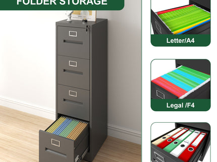 Premium Drawer File Cabinet With Lock, Metal Vertical Design, A4 Legal / Letter Size