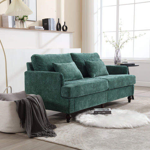 Mid Century Modern Fabric Loveseat Sofa, 2 Seat Upholstered Couch