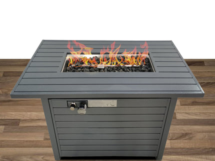 Outdoor Fire Pit Table With Lid, Durable Construction - Gray