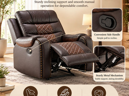 Heated Massage Recliner With Remote Control - Brown