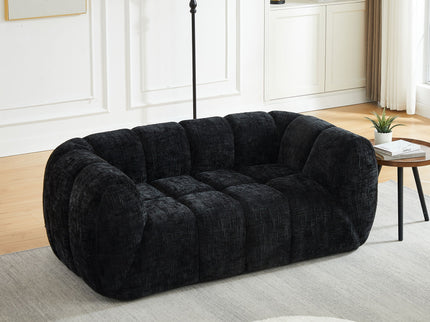 Quilted Cloud Sofa With Rounded Armrests And Piano Key Backrest Design