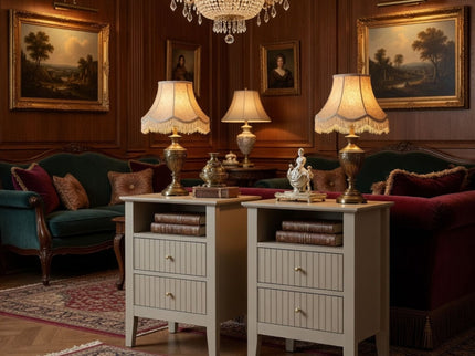 Fluted Nightstand With 2 Drawers