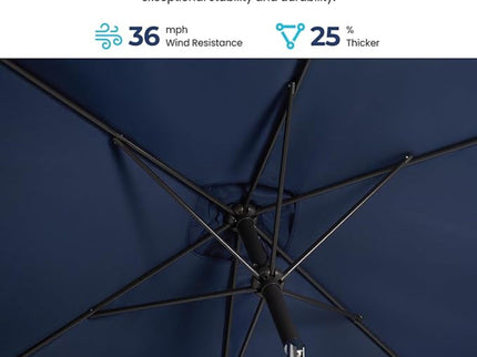 Rectangular Patio Umbrella With Crank Tilt, Polyester UV-Resistant Canopy