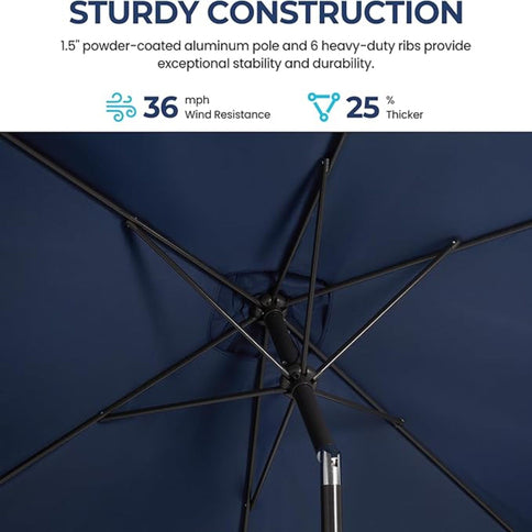 Rectangular Patio Umbrella With Crank Tilt, Polyester UV-Resistant Canopy