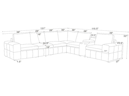 Modular Sectional With Large Square Arms