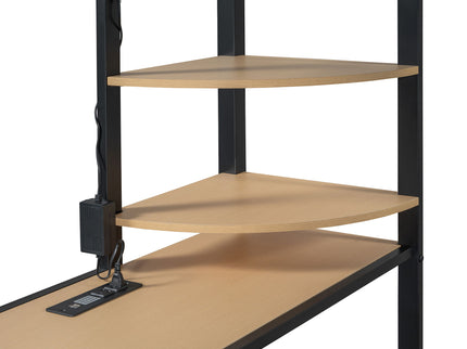 Loft Bed With Desk, Shelves, Power Outlet, LED Light And Wardrobe