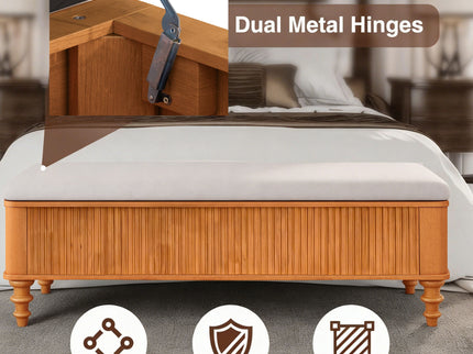 Storage Ottoman Bench For Living Room - Natural
