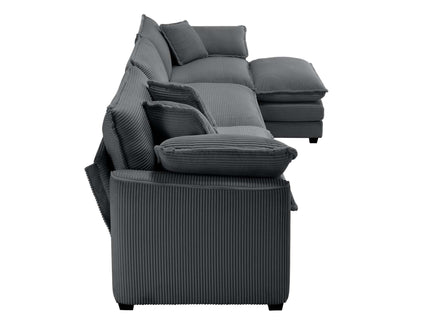 Modular Oversized Cushion Sofa With Ottoman, Low Back, Deep Seating Sofa Set